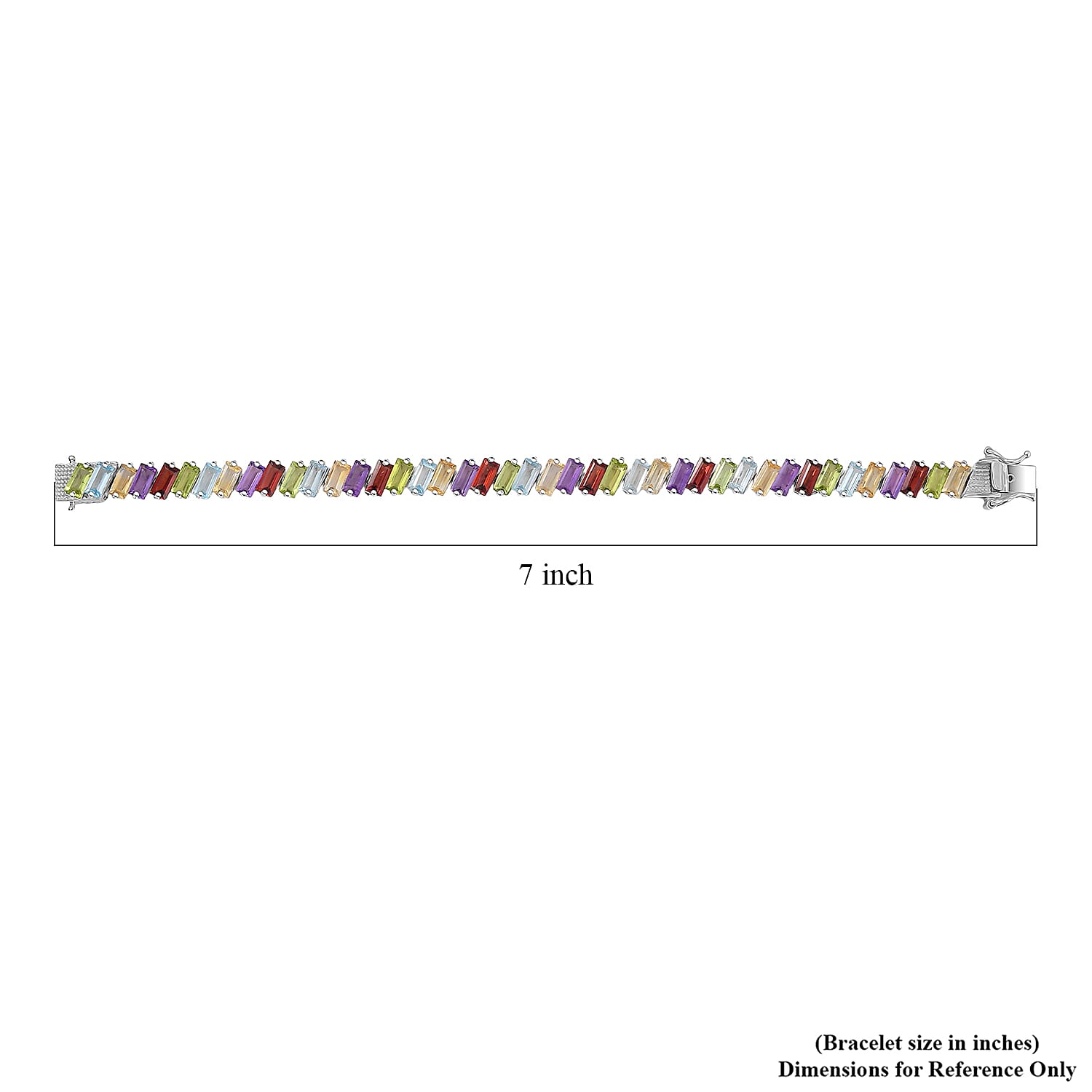 D'Joy Multi Gemstone 17.40 ctw Bracelet in Rhodium Over Sterling Silver (6.50 In)