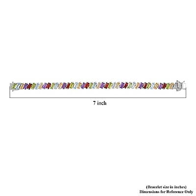 D'Joy Multi Gemstone 17.40 ctw Bracelet in Rhodium Over Sterling Silver (6.50 In)