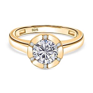 Moissanite 1.27 ctw Ring in 14K YG Over Sterling Silver (Size 10)