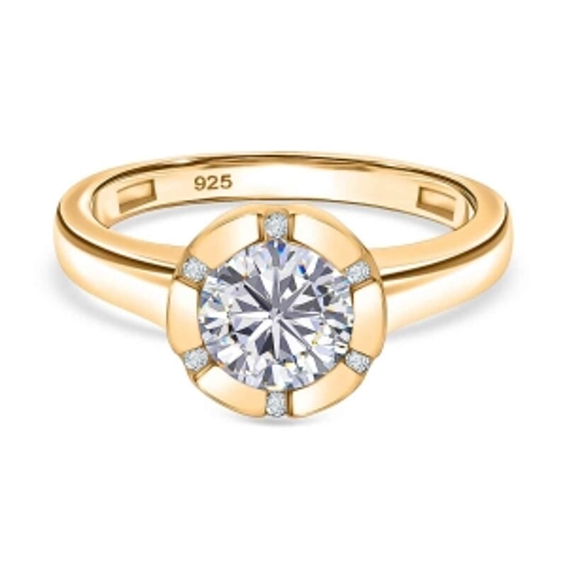 Moissanite 1.27 ctw Ring in 14K YG Over Sterling Silver (Size 10)
