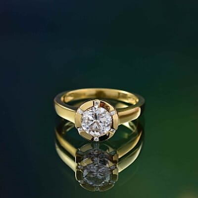 Moissanite 1.27 ctw Ring in 14K YG Over Sterling Silver (Size 10)