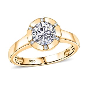Moissanite 1.27 ctw Ring in 14K YG Over Sterling Silver (Size 10)