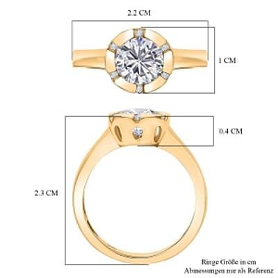 Moissanite 1.27 ctw Ring in 14K YG Over Sterling Silver (Size 10)