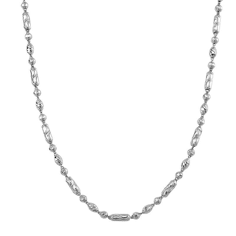 Diamond-cut Fancy Beaded Chain Necklace in 950 Platinum 24 Inches 26.11 Grams