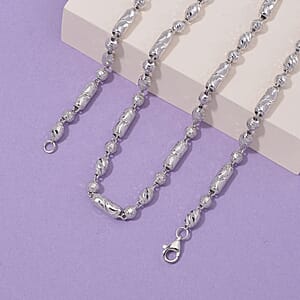 Diamond-cut Fancy Beaded Chain Necklace in 950 Platinum 24 Inches 26.11 Grams