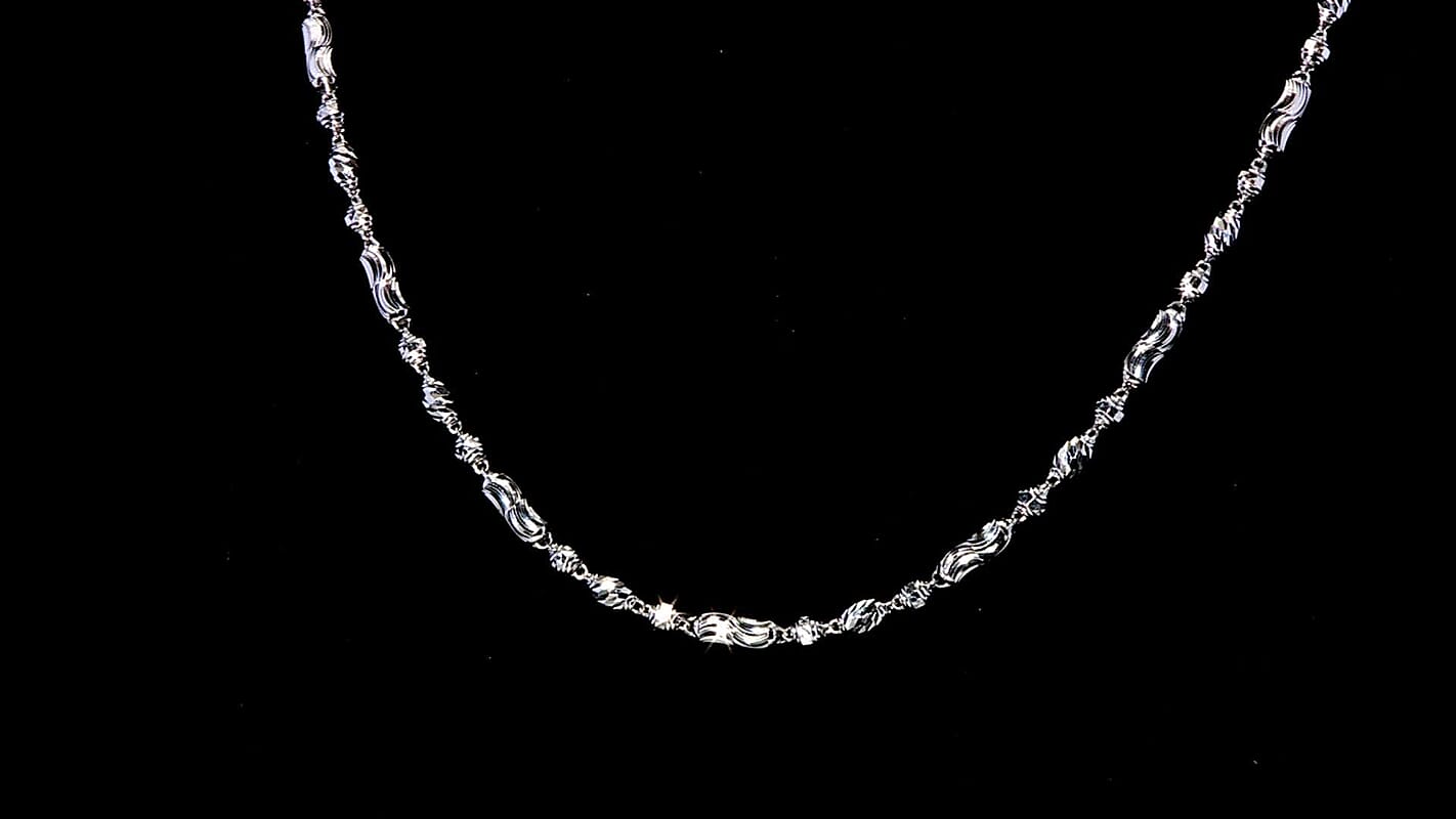 Diamond-cut Fancy Beaded Chain Necklace in 950 Platinum 24 Inches 26.11 Grams