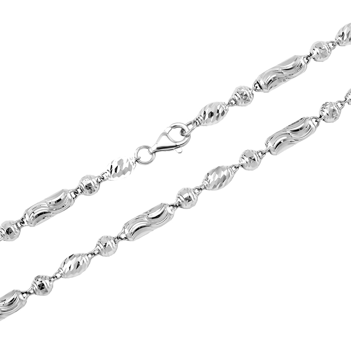 950 Platinum Pipe with Beaded Chain Necklace 24 Inches 26.11 Grams image number 3