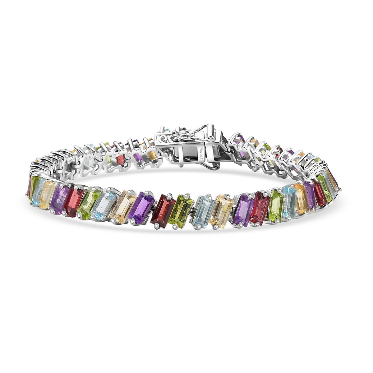 D'Joy Multi Gemstone 18.75 ctw Bracelet in Rhodium Over Sterling Silve (7.25 In)  image number 0
