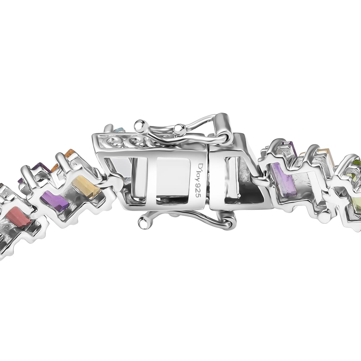D'Joy Multi Gemstone 18.75 ctw Bracelet in Rhodium Over Sterling Silve (7.25 In)  image number 3