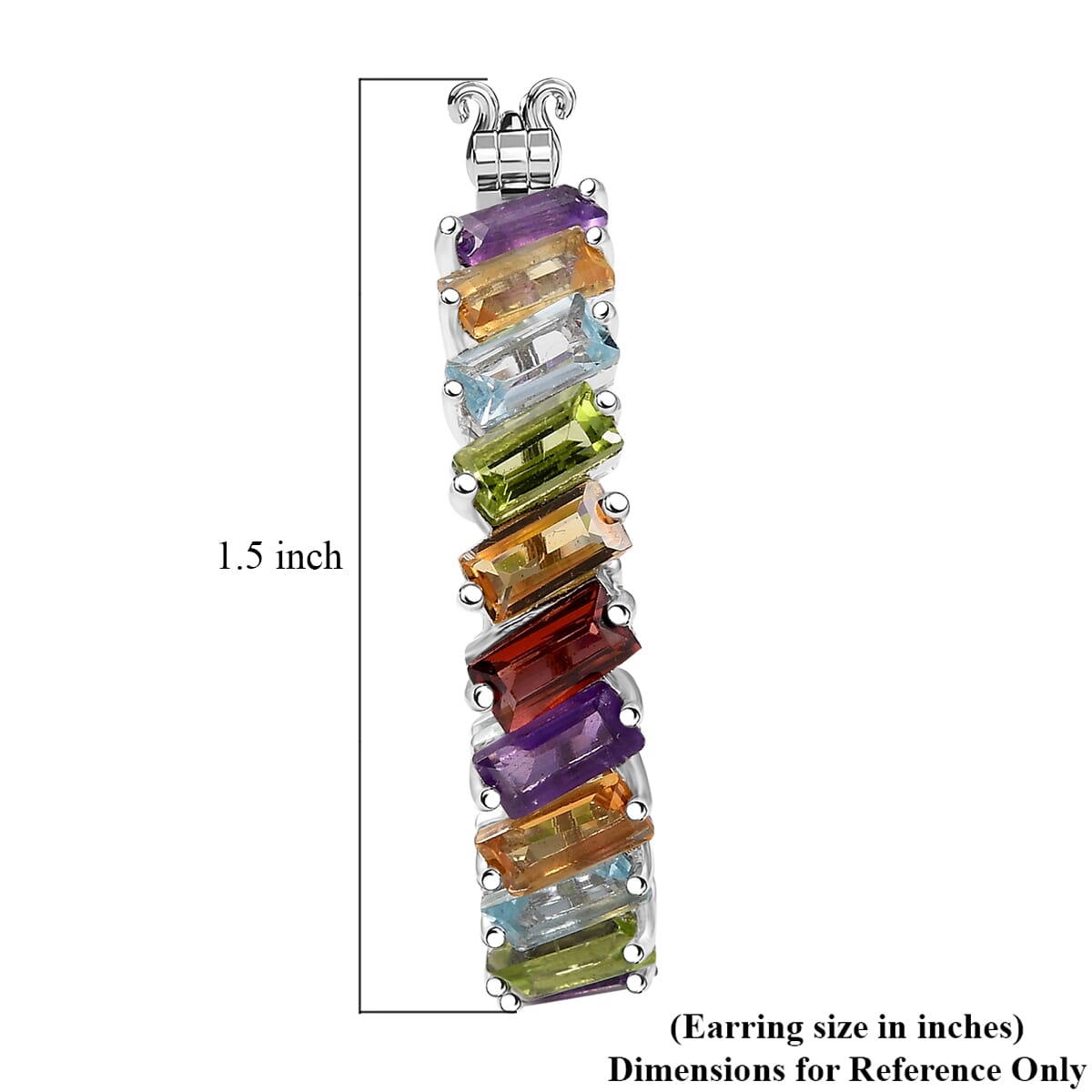 D'Joy Multi Gemstone 15.80 ctw Earrings in Rhodium Over Sterling Silver image number 5