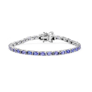 D'Joy Tanzanite 5.15 ctw Pebbles Garden Bracelet in Rhodium Over Sterling Silv (6.50 In)