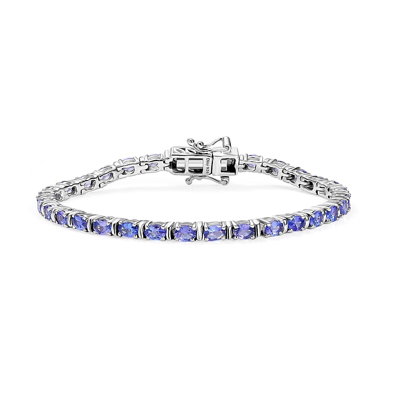 D'Joy Tanzanite 5.15 ctw Pebbles Garden Bracelet in Rhodium Over Sterling Silv (6.50 In)