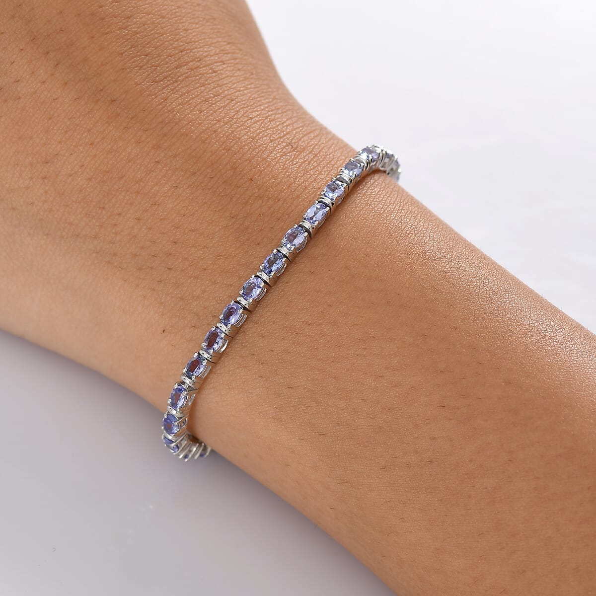 D'Joy Tanzanite 5.15 ctw Pebbles Garden Bracelet in Rhodium Over Sterling Silv (6.50 In) image number 2