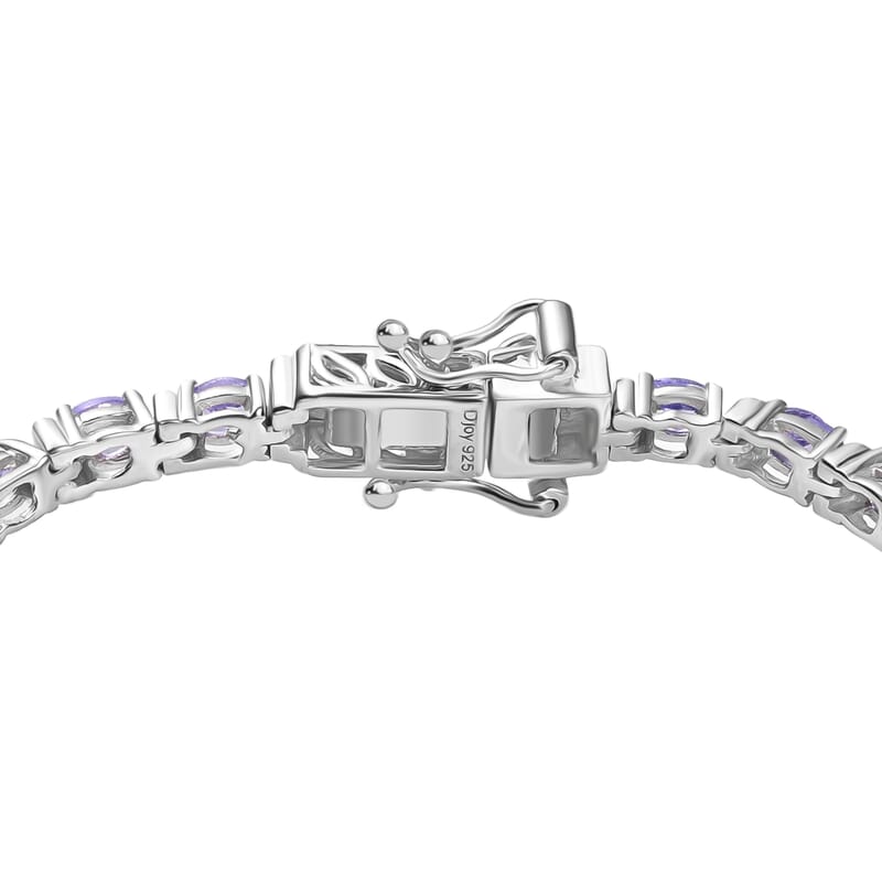 D'Joy Tanzanite 5.15 ctw Pebbles Garden Bracelet in Rhodium Over Sterling Silv (6.50 In)