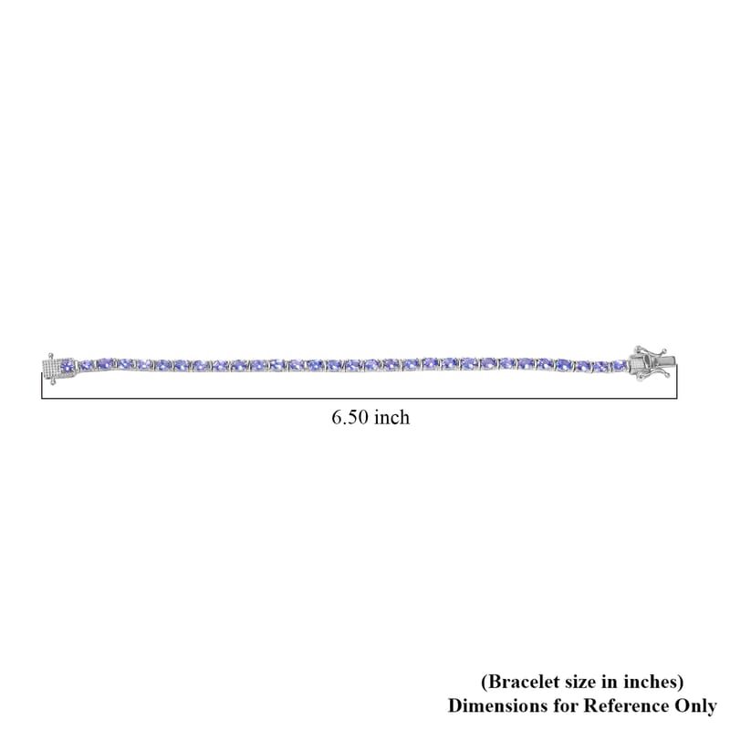 D'Joy Tanzanite 5.15 ctw Pebbles Garden Bracelet in Rhodium Over Sterling Silv (6.50 In)