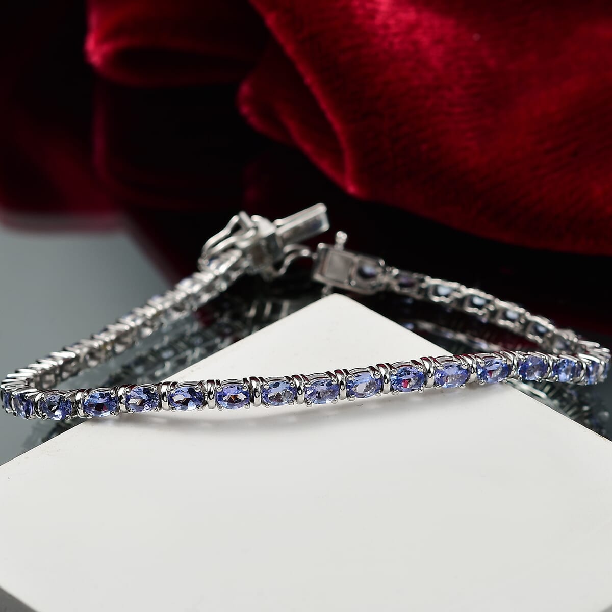 D'Joy Tanzanite 5.85 ctw Pebbles Garden Bracelet in Rhodium Over Sterling Silver (7.25 In) image number 1
