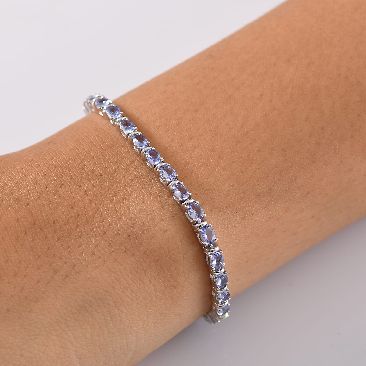 D'Joy Tanzanite 5.85 ctw Pebbles Garden Bracelet in Rhodium Over Sterling Silver (7.25 In) image number 2