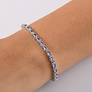 D'Joy Tanzanite 5.85 ctw Pebbles Garden Bracelet in Rhodium Over Sterling Silver (7.25 In)