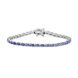 D'Joy Tanzanite 6.35 ctw Pebbles Garden Bracelet in Rhodium Over Sterling Silv (8.00 In)