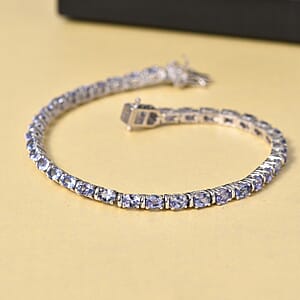 D'Joy Tanzanite 6.35 ctw Pebbles Garden Bracelet in Rhodium Over Sterling Silv (8.00 In)