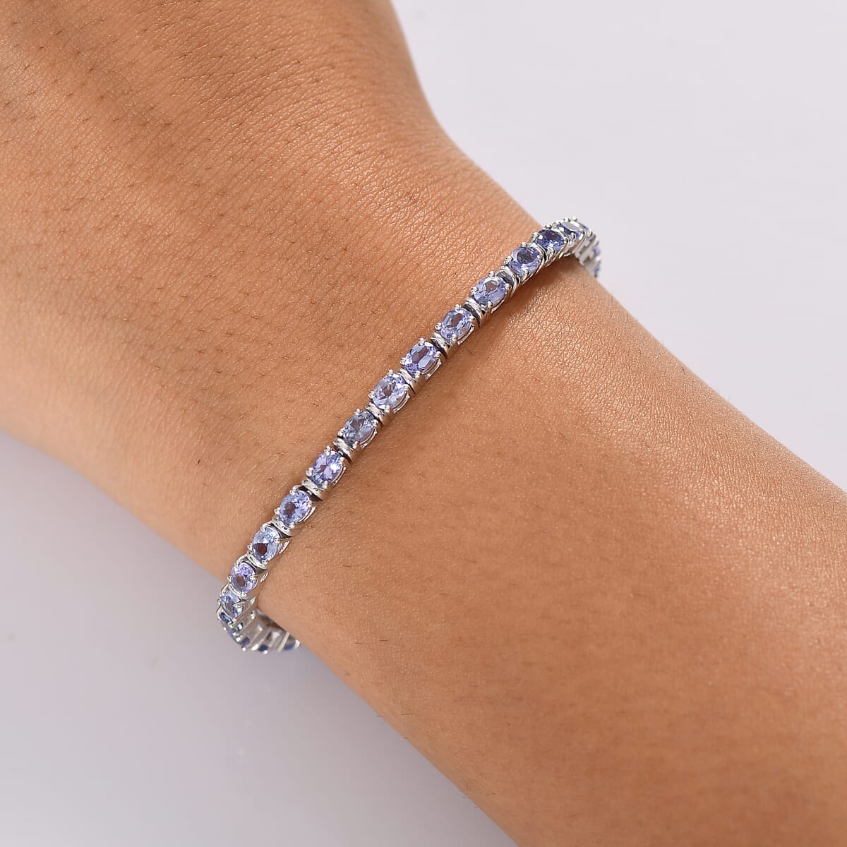 D'Joy Tanzanite 6.35 ctw Pebbles Garden Bracelet in Rhodium Over Sterling Silv (8.00 In) image number 2