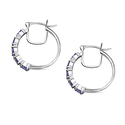 D'Joy Tanzanite 1.90 ctw Pebbles Garden Earrings in Rhodium Over Sterling Silver