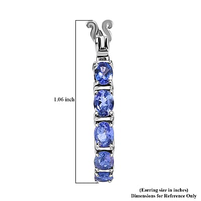 D'Joy Tanzanite 1.90 ctw Pebbles Garden Earrings in Rhodium Over Sterling Silver