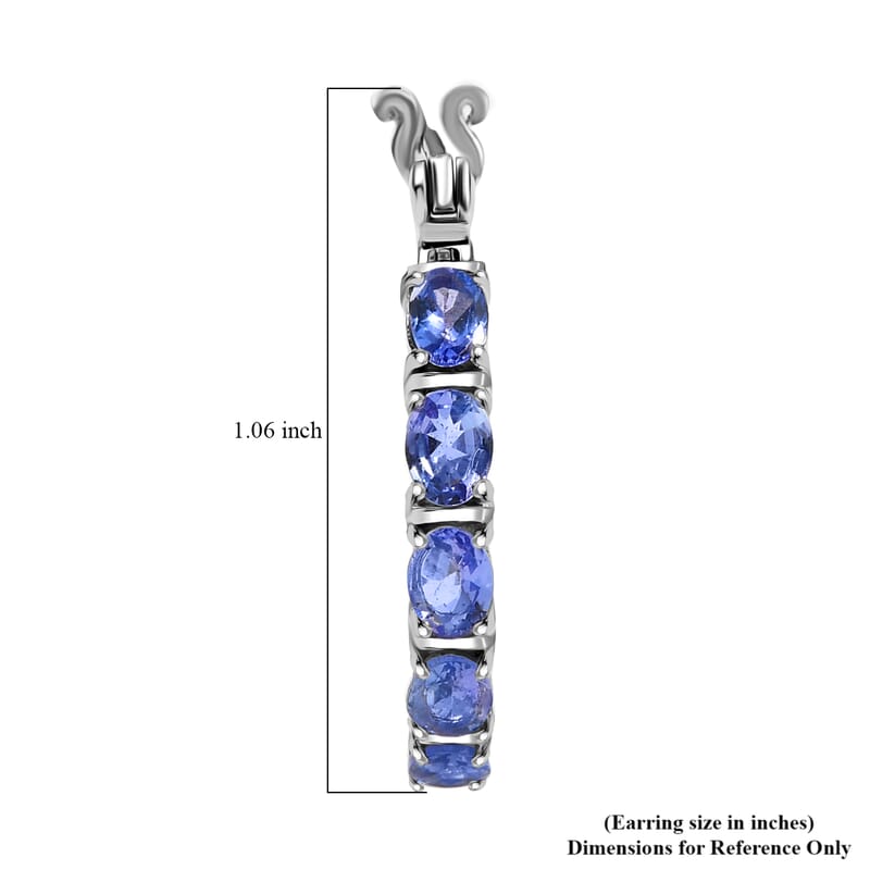 D'Joy Tanzanite 1.90 ctw Pebbles Garden Earrings in Rhodium Over Sterling Silver