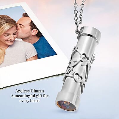Simulated Multi Color Diamond 0.80 ctw Kaleidoscope Pendant Necklace in Stainless Steel 30-32 Inches