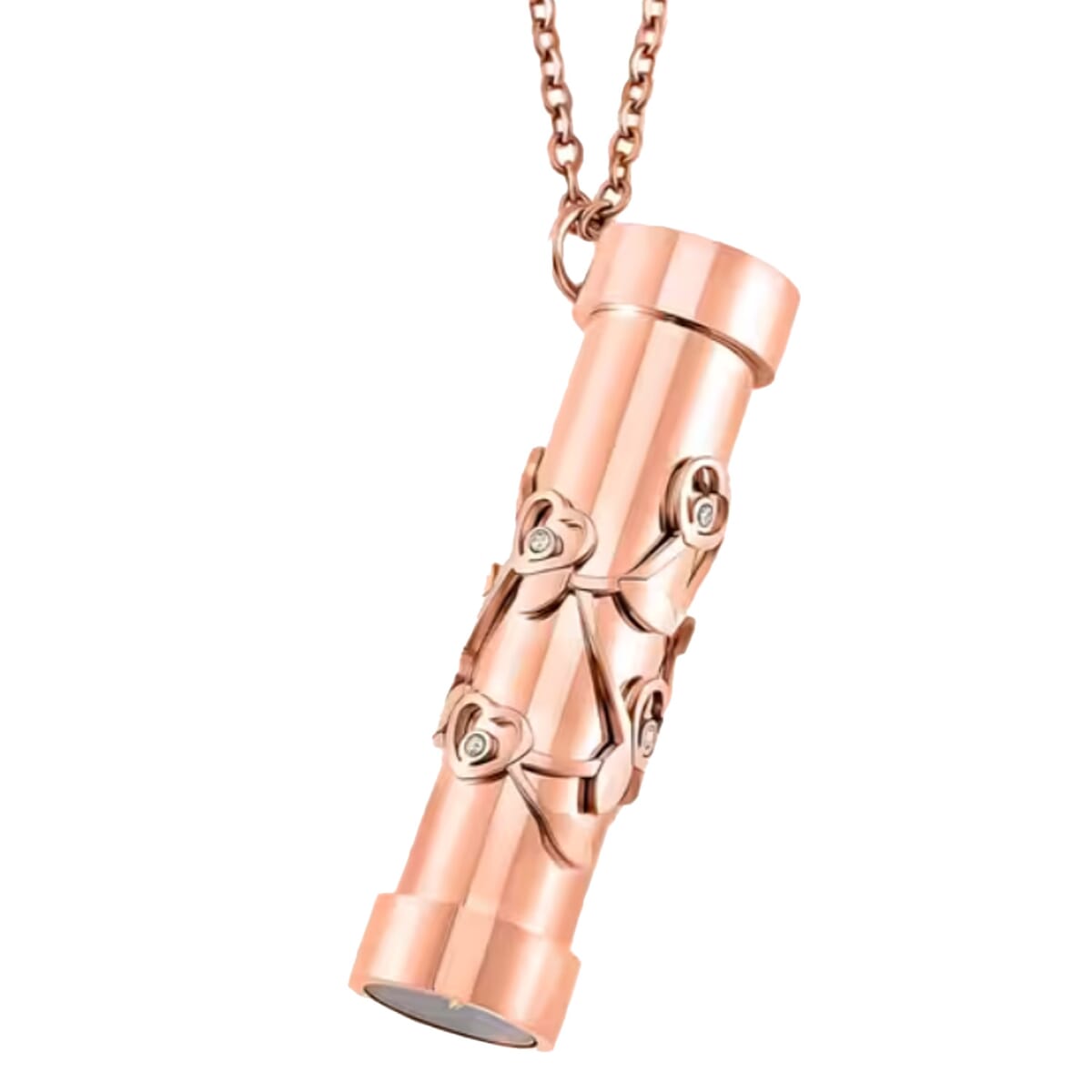 Simulated Multi Color Diamond Kaleidoscope Pendant Necklace (30-32 Inches) in ION Plated RG Stainless Steel 0.80 ctw image number 6