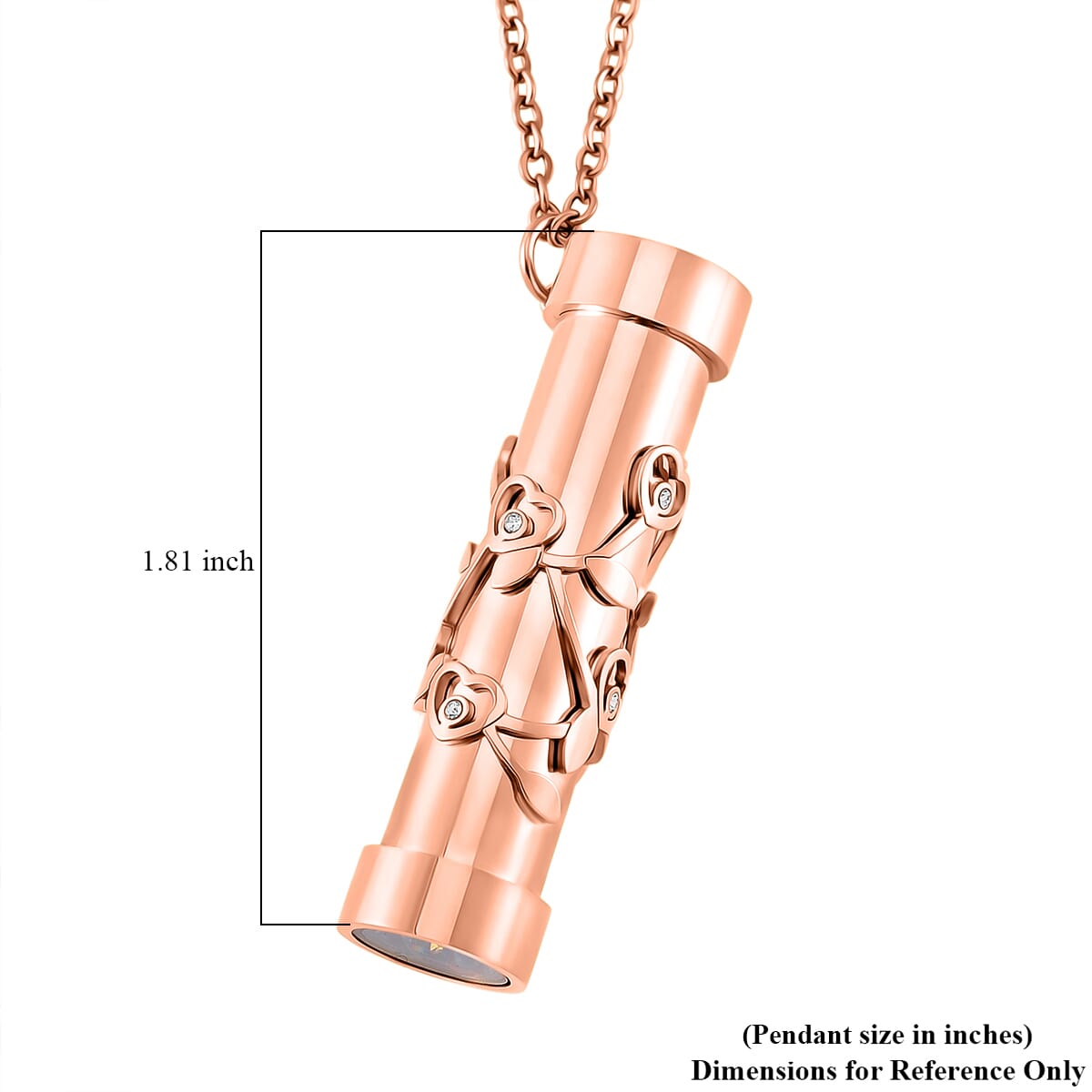 Simulated Multi Color Diamond Kaleidoscope Pendant Necklace (30-32 Inches) in ION Plated RG Stainless Steel 0.80 ctw image number 7