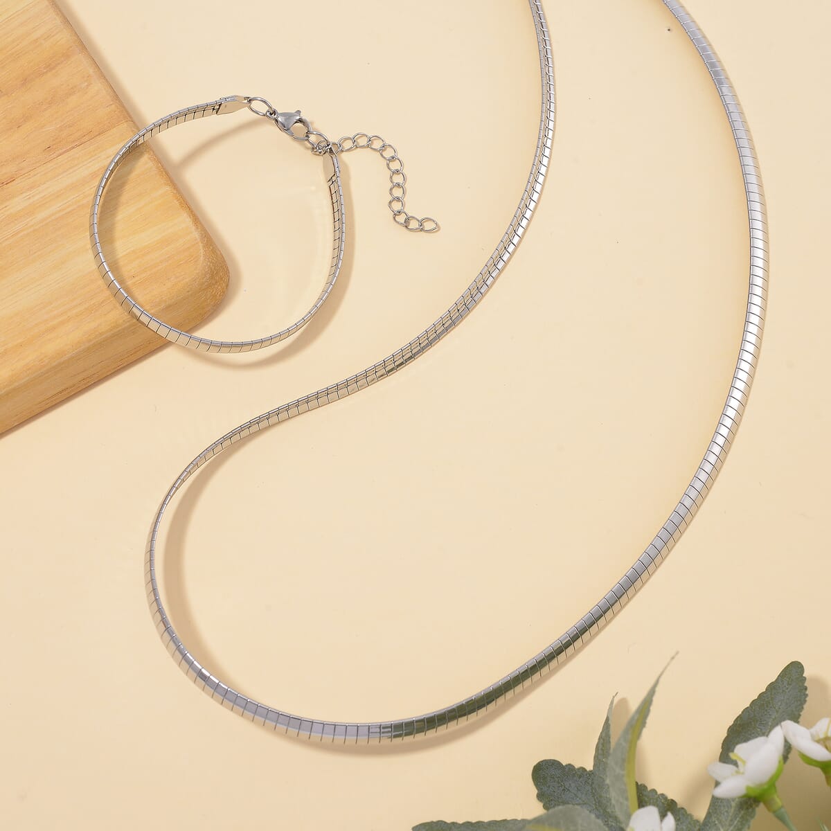 One Time Only Omega Chain Necklace (24-26 Inches) in Stainless Steel image number 1