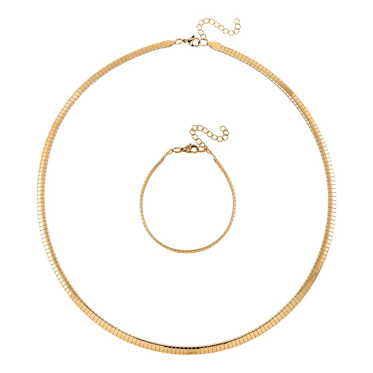 Omega Chain Necklace 24-26 Inches in ION Plated Yellow Gold Stainless Steel image number 0