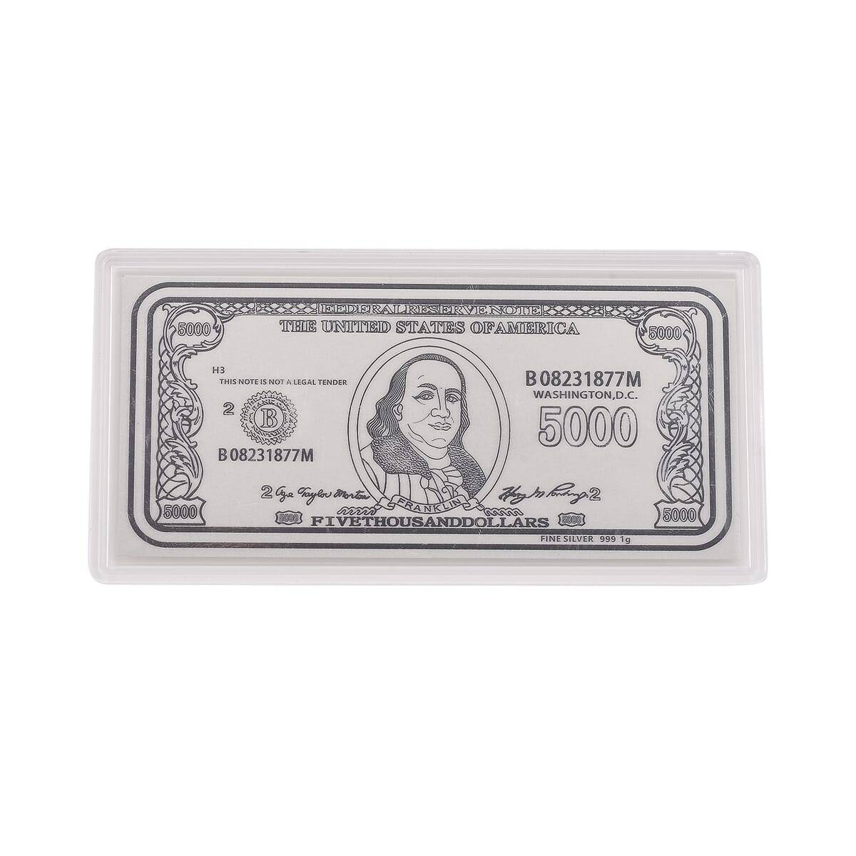 999 Fine Silver Currency Bar 103mmx49mm (1g) image number 0