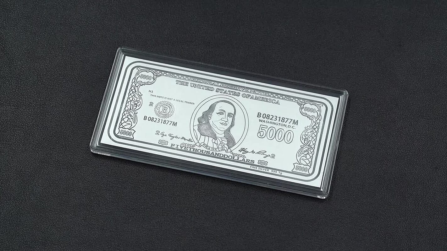 999 Fine Silver Currency Bar 103mmx49mm (1g)