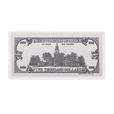 999 Fine Silver Currency Sheet 103mmx49mm (1g)