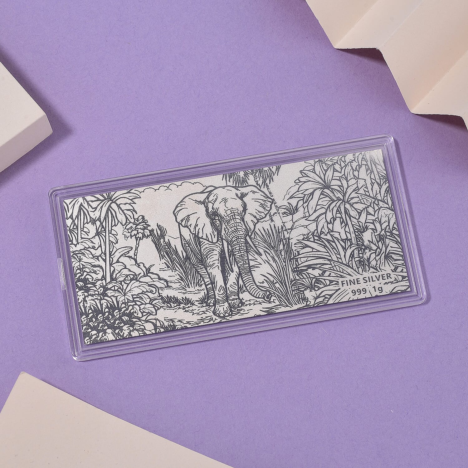 999 Fine Silver Elephant Sheet 103mmx49mm (1g)
