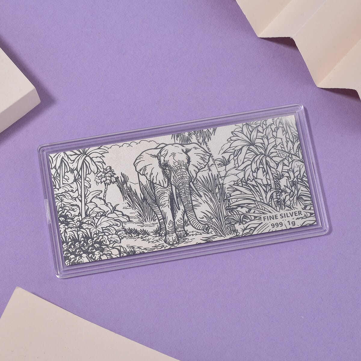 999 Fine Silver Elephant Sheet 103mmx49mm (1g) image number 1