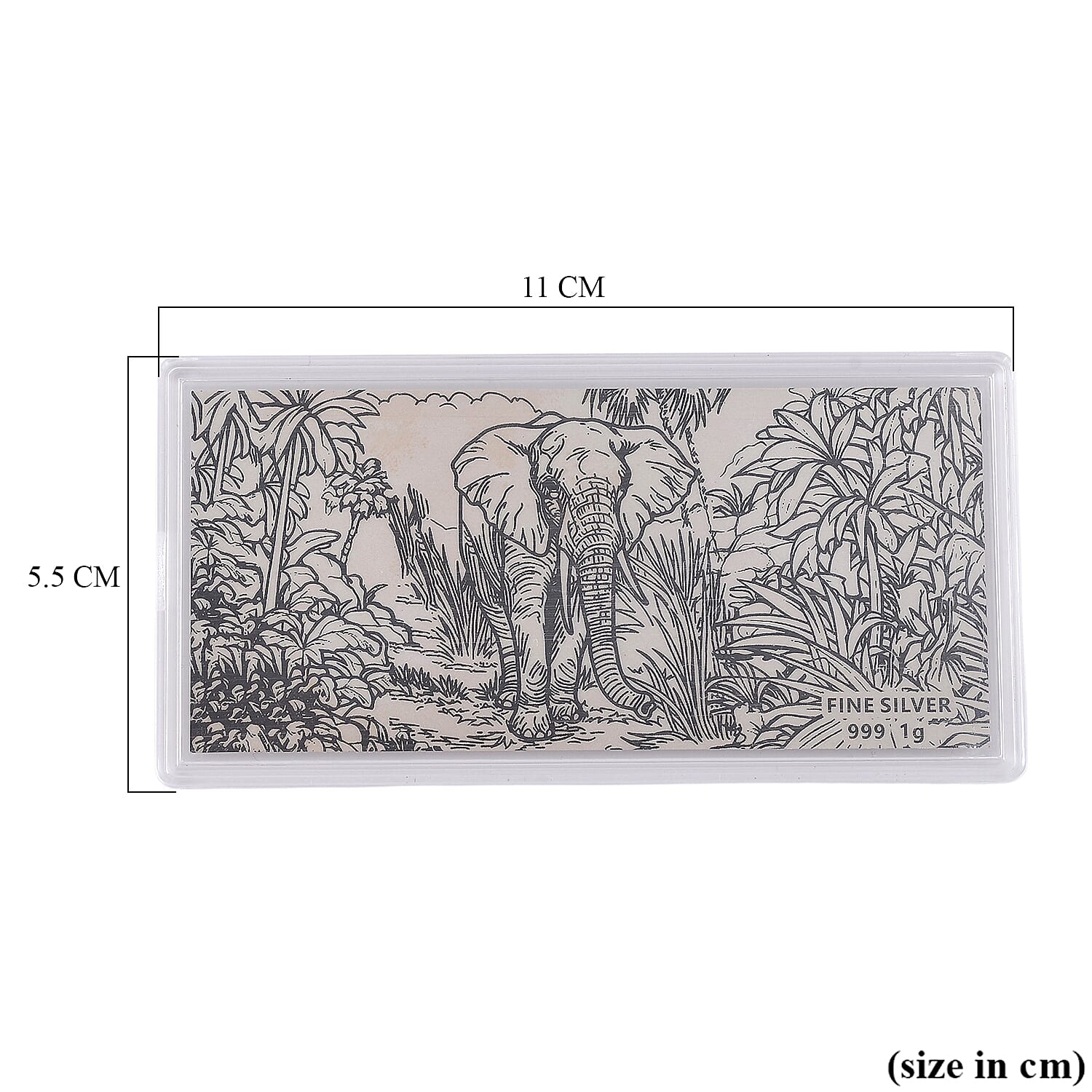 999 Fine Silver Elephant Sheet 103mmx49mm (1g)