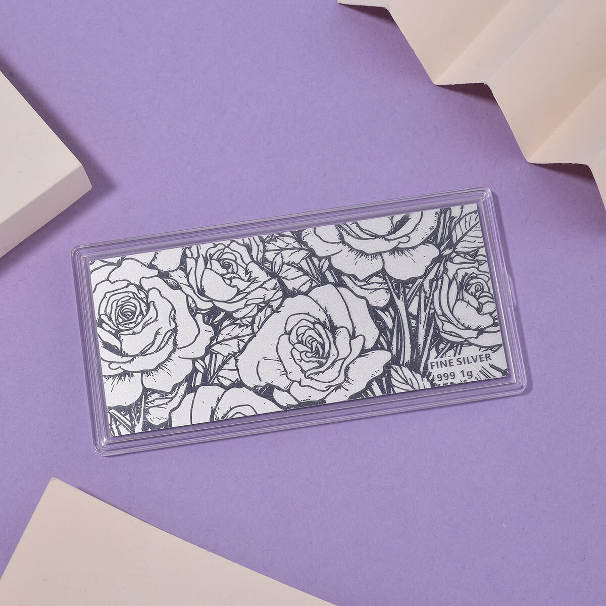 999 Fine Silver Rose Sheet 103mmx49mm (1g) image number 1