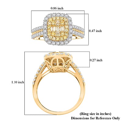 14K Yellow Gold Natural Yellow and White Diamond Ring (Size 10.0) 1.00 ctw