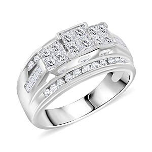 Diamond G-H I2-I3 1.00 ctw Ring in 10K White Gold (Size 8.0) 5.15 Grams