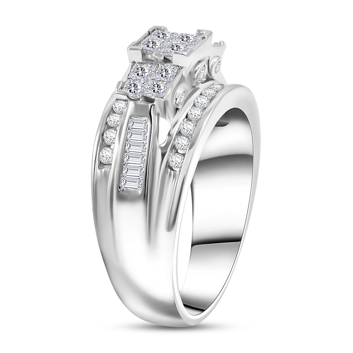 Diamond G-H I2-I3 1.00 ctw Ring in 10K White Gold (Size 8.0) 5.15 Grams image number 3