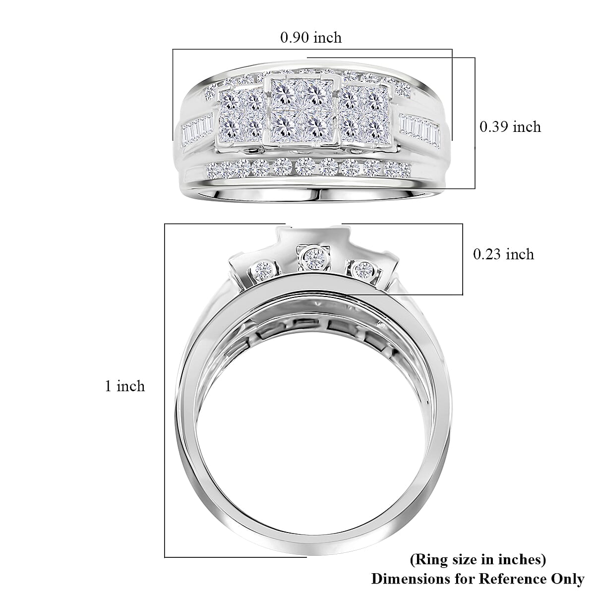 Diamond G-H I2-I3 1.00 ctw Ring in 10K White Gold (Size 8.0) 5.15 Grams