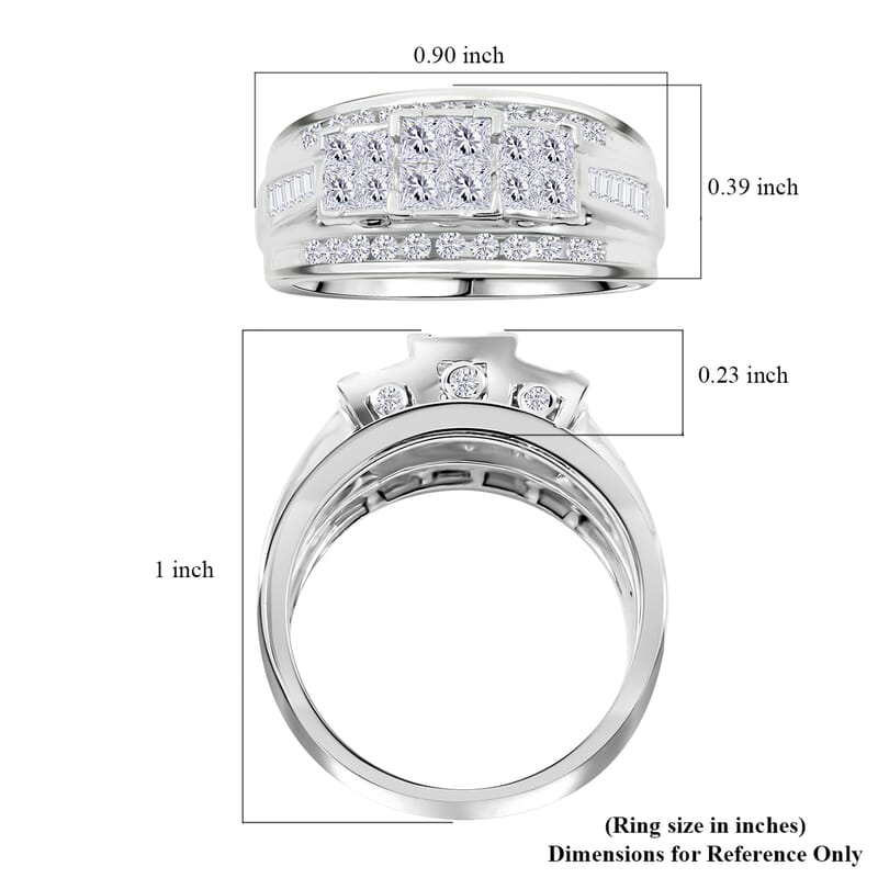 Diamond G-H I2-I3 1.00 ctw Ring in 10K White Gold (Size 8.0) 5.15 Grams