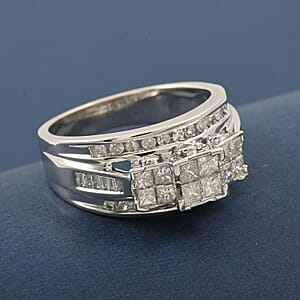 Diamond G-H I2-I3 1.00 ctw Ring in 10K White Gold (Size 10.0) 5.15 Grams