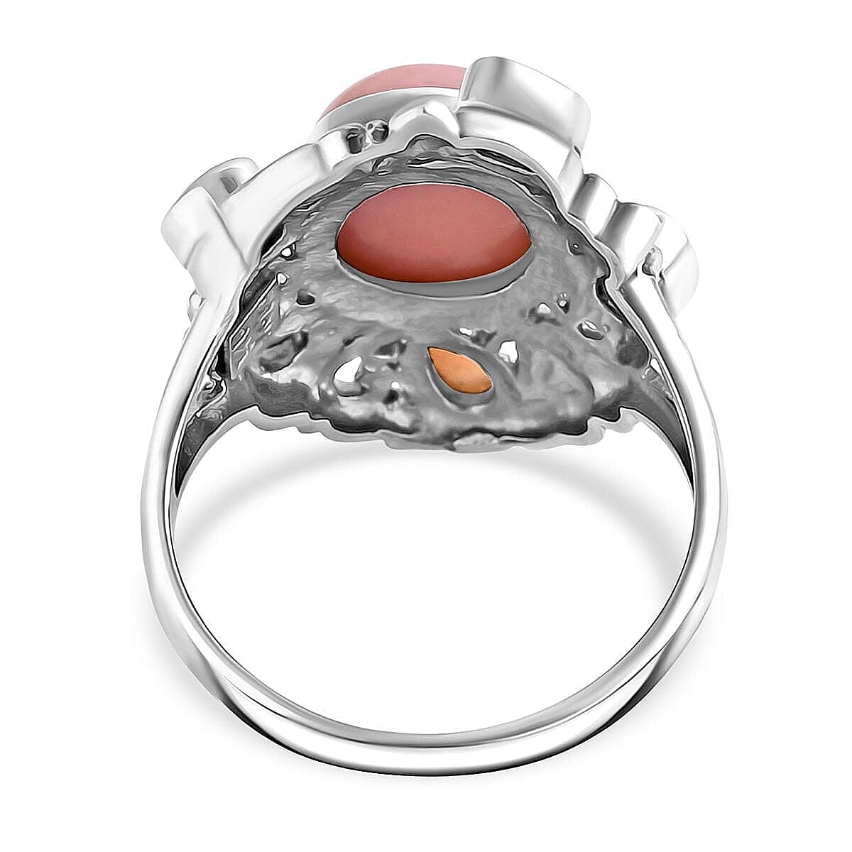 Bali Legacy Pink Opal, Multi Gemstone Floral and Butterfly Ring in Sterling Silver 5.40 ctw (Size 5.0) image number 4