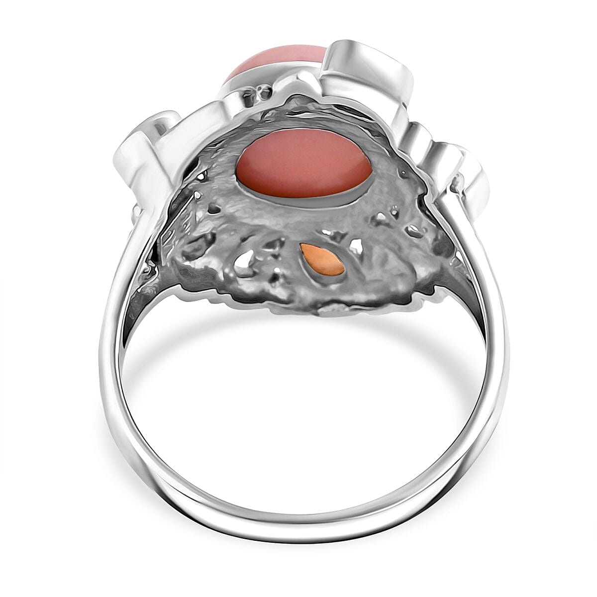 Bali Legacy Pink Opal and Multi Gemstone 5.40 ctw Floral and Butterfly Ring in Sterling Silver (Size 6.0) image number 4