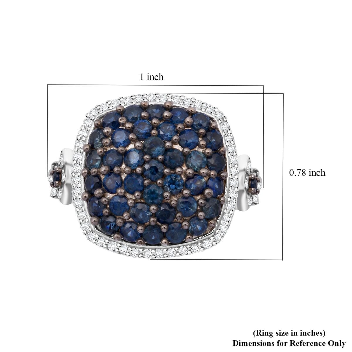 D'Joy Kanchanaburi Blue Sapphire and White Zircon 2.40 ctw Blush Blossom Ring in Rhodium Over Sterling Silver (Size 10.0) image number 5