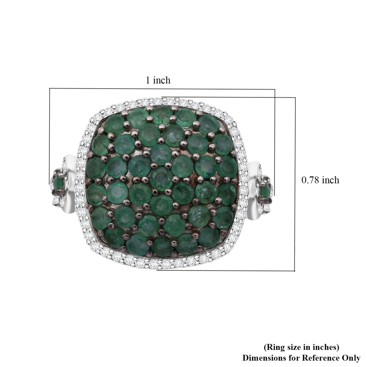 D'Joy Kagem Zambian Emerald and White Zircon 2.40 ctw Blush Blossom Ring in Rhodium Over Sterling Silver (Size 10.0) image number 5